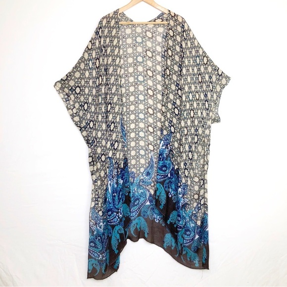 Earthbound trading geometric, graphic, print, boho kimono - Picture 1 of 7